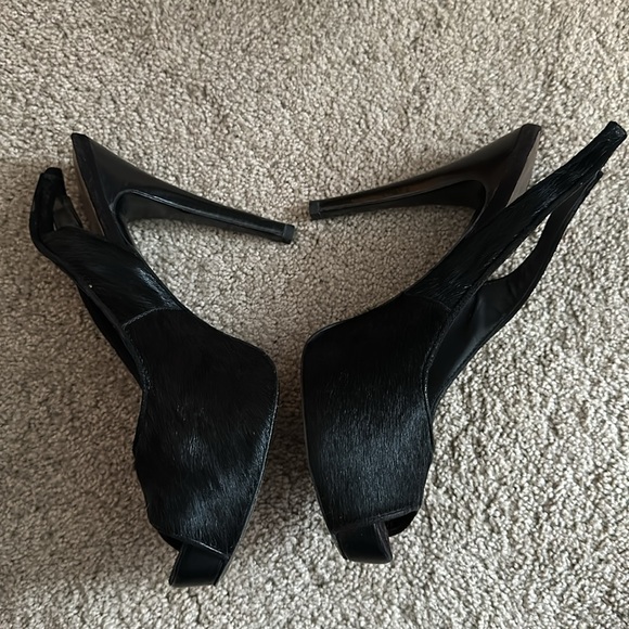 Pella Moda black feather heel sling backs size 8.5 but fit like 8s - Picture 2 of 7